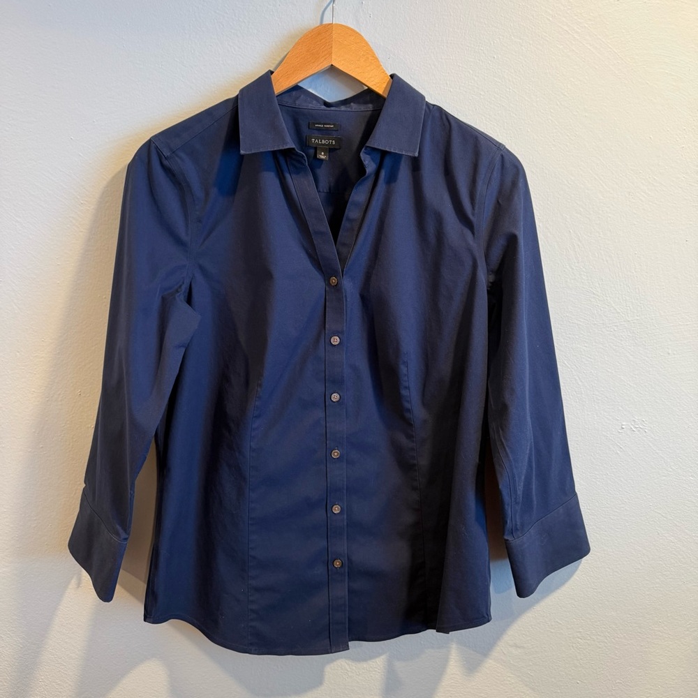Talbots Classic Navy Button-down - image 1